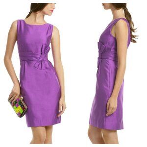 Kate Spade Mademoiselle Purple Silk Blend Bow Accent Sheath Dress Cocktail Sz 8